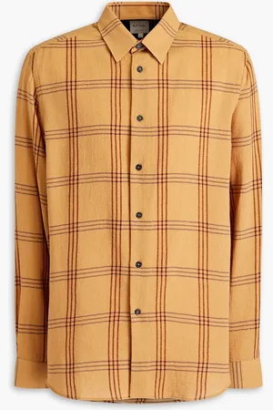 Paul Smith Hemd aus Crêpe aus einer Wollmischung mit Karomuster - Gelb - XL