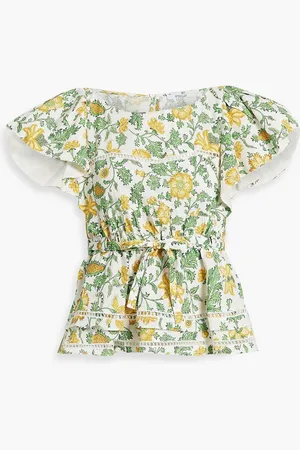 Derek Lam Delphine ruffled floral-print cotton-blend poplin top - - US 6