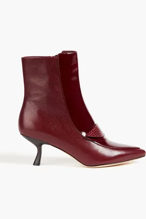 Tory Burch Ankle Boots aus Glatt- und Lackleder - Burgunderrot - US 8.5