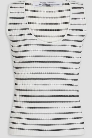 Another Tomorrow Gestreiftes Tanktop aus Rippstrick - - XS