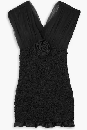 Alessandra Rich Minikleid aus glänzendem Seiden-Cloqué und Tüll mit Applikation - - IT 40
