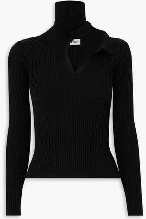 Y / PROJECT Stehkragenpullover aus gerippter Baumwolle mit Cut-out und Stickerei - - XS