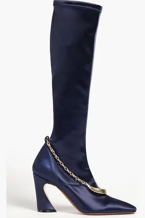 ZIMMERMANN Kniehohe Stiefel aus Satin mit Kettendetail - Blau - EU 36