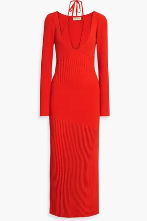 Nicholas Mehrlagiges Maxikleid aus Rippstrick - Rot - L
