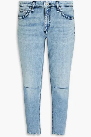 RAG&BONE Dre Cropped Boyfriend-Jeans in Distressed-Optik - Blau - 25