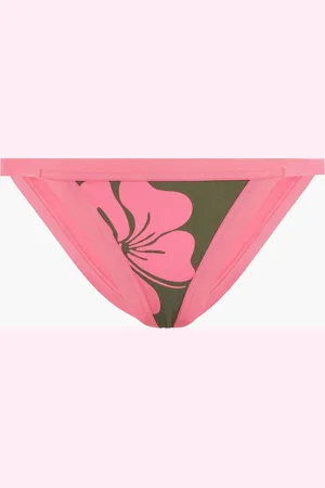 ZIMMERMANN Lulu tief sitzendes Bikini-Höschen mit floralem Print und Ripsbandbesatz - Grün - 0