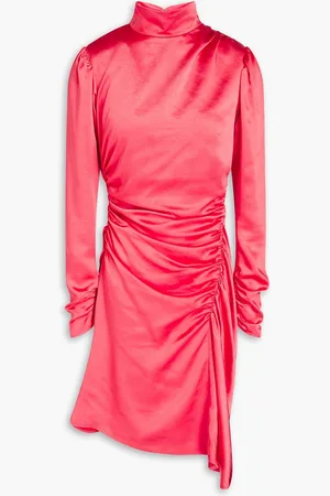 A.L.C. Asymmetrisches Minikleid aus glänzendem Crêpe mit Raffungen - Orange - US 6