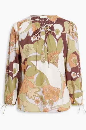 Antik Batik Bahia bedrucktes Oberteil aus Baumwolle mit Fil Coupé - Grün - FR 38