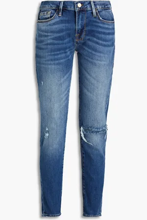 Frame Le Garcon Boyfriend-Jeans mit schmalem Bein in Distressed-Optik - Blau - 24
