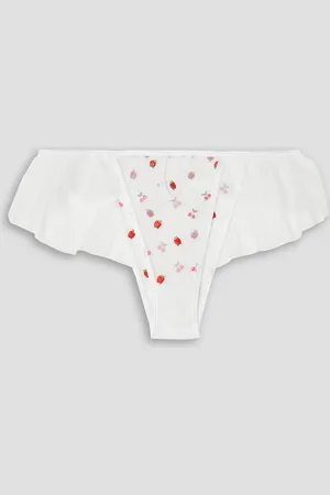 LE PETIT TROU Pomme Höschen aus recyceltem Tüll mit Stickereien und Rüschen - - XL