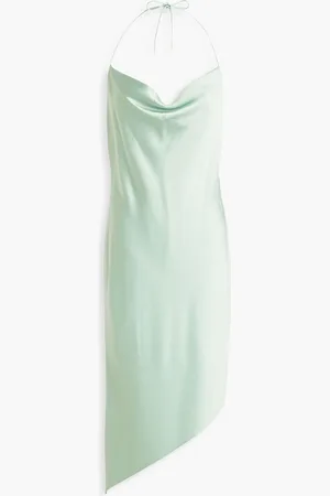 ALICE+OLIVIA Alice Olivia - Harmony asymmetrisches Neckholder-Minikleid aus glänzendem Crêpe - Grün - US 14