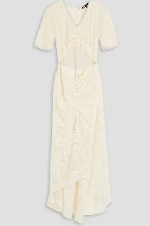 Maje Cutout ruched crocheted lace midi dress - Weiß - FR 42