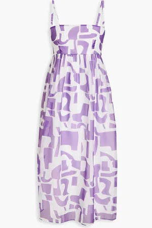 Baum und Pferdgarten Aspen bedrucktes Midikleid aus Organza - - DE 36