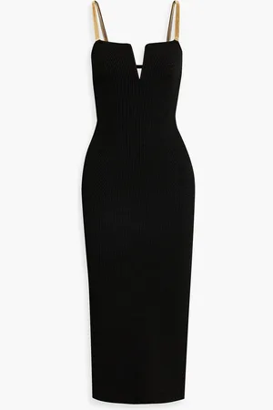 GALVAN Ophelia Midikleid aus Rippstrick mit Kettenverzierung - - XXS