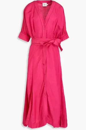 AJE Ennoble Midikleid aus einer Leinenmischung - Pink - UK 4