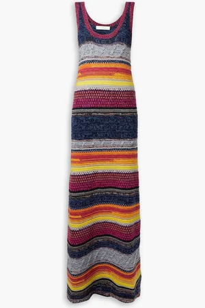 Chloé Gestreiftes Maxikleid aus einer Kaschmir-Wollmischung - Blau - M