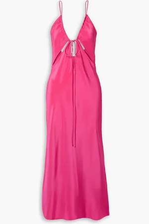 CHRISTOPHER ESBER Triquetra Midikleid aus Seidensatin mit Cut-outs - Lila - UK 14