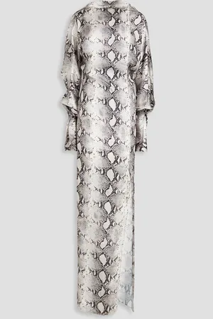 16Arlington Flora Robe aus Satin mit Schlangenprint und Rückenausschnitt - - UK 12