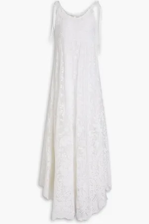 LOVESHACKFANCY Shoshana Maxikleid aus Tüll mit Stickereien - Weiß - US 4