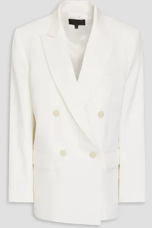 NILI LOTAN Pimpton doppelreihiger Blazer aus Grain de Poudre aus Wolle - Weiß - US 0