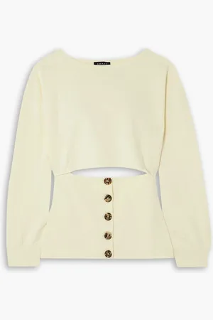 A.W.A.K.E. MODE Pullover aus Biobaumwoll-Jersey mit Cut-outs und Knöpfen - Weiß - XS