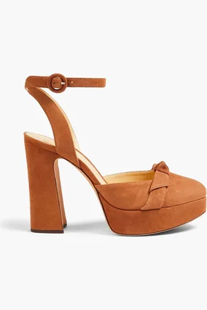 ALEXANDRE BIRMAN Clarita 85 Plateausandalen aus Veloursleder mit Knotendetail - Braun - EU 36.5