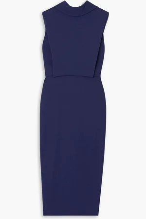 Roland Mouret Midikleid aus Cady mit Drapierung - Blau - UK 4