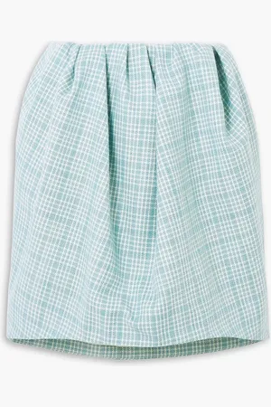 Nina Ricci Geraffter Minirock aus Woll-Tweed mit Karomuster - - FR 42