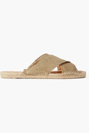 Castaner Palmera Espadrille-Pantoletten aus Metallic-Canvas mit Fransen - Metallic - EU 35