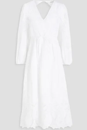 Bash Midikleid aus Makramee-Spitze aus einer Leinenmischung - Weiß - 2