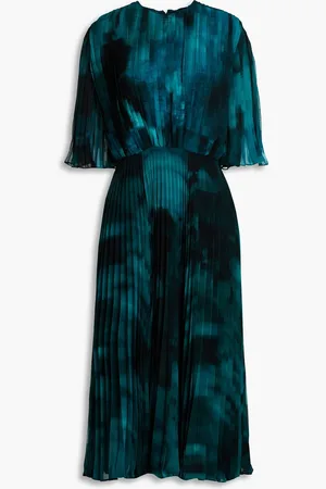 Altuzarra Pleated tie-dyed georgette midi dress - Blau - FR 38