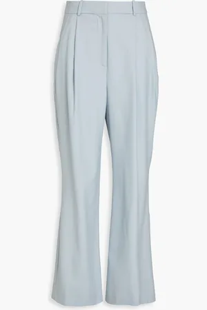 Loulou Studio Solo Hose mit weitem Bein aus Twill aus einer Wollmischung - Blau - XS