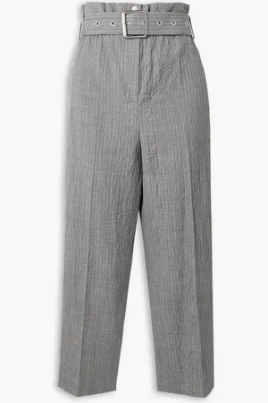 Michael Kors Cropped Hose mit geradem Bein aus Wolle in Knitteroptik mit Nadelstreifen - - US 10