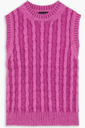 AGR Ärmelloser Pullover aus Zopfstrick - Pink - M