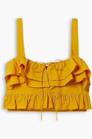 Jason Wu Cropped Oberteil aus Baumwollpopeline mit Rüschen - Gelb - US 10