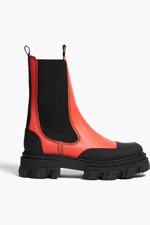 Ganni Chelsea-Boots aus Leder - Orange - EU 36