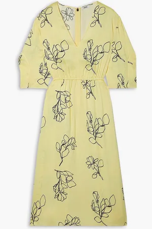 Jason Wu Midikleid aus glänzendem Crêpe mit floralem Print - Gelb - US 0