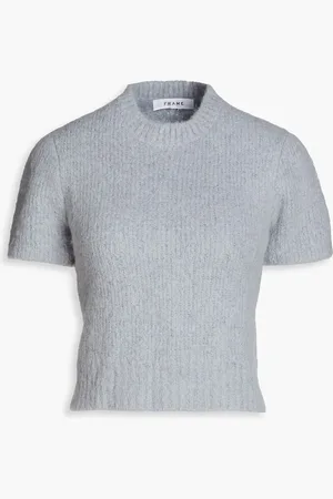 Frame Gerippter Pullover aus einer Alpakamischung - Blau - M