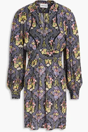 Antik Batik Eros gestepptes Minikleid aus Crêpe de Chine mit floralem Print - - FR 42