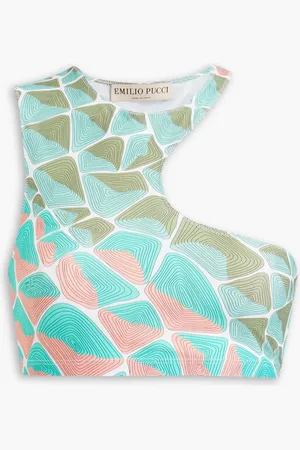 Puccini Sport-BH aus Stretch-Jersey mit Print und Cut-outs - Grün - M