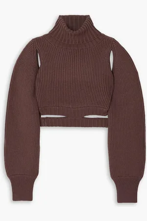ANDREADAMO Verkürzter Pullover aus Rippstrick mit Cut-outs und Rollkragen - - L