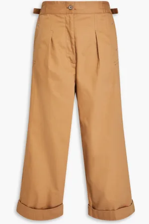 Acne Studios Cropped Hose mit weitem Bein aus Baumwoll-Twill mit Falten - Braun - DE 36