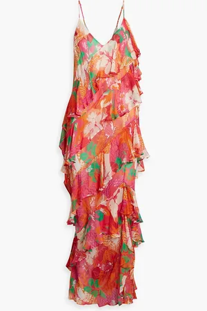 Msgm Bedrucktes Maxikleid aus Krepon mit Rüschen - - IT 40