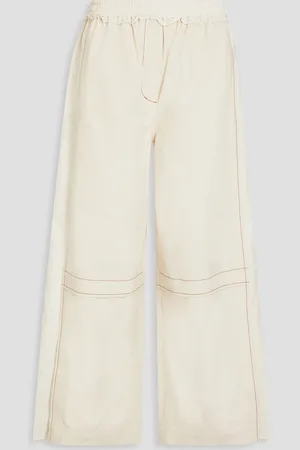 3.1 Phillip Lim Cropped Hose mit weitem Bein aus Baumwoll-Canvas mit Ripstop-Einsätzen - Weiß - L