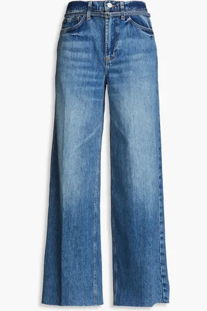 Frame Hoch sitzende Jeans mit weitem Bein und Gürtel - Blau - 31