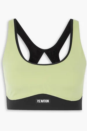 P.E Nation Double Team Sport-BH aus Stretch-Material und Mesh mit recycelten Fasern - Grün - XXS