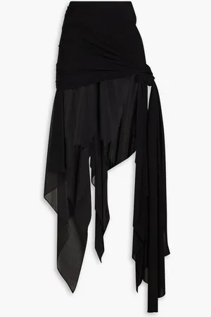 MUGLER Maxirock aus Crêpe de Chine mit Jersey-Einsätzen - - FR 34