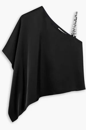 ALICE+OLIVIA Alice Olivia - Riko asymmetrisches Oberteil aus Satin mit Kristallen - - XS