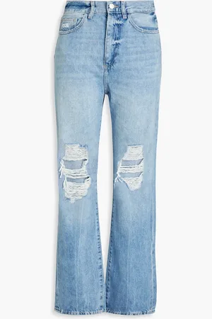 DL1961 Emilie hoch sitzende Jeans mit geradem Bein in Distressed-Optik - Blau - 27