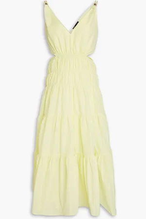 Maje Midikleid aus Taft mit Raffung und Cut-outs - Gelb - FR 40
